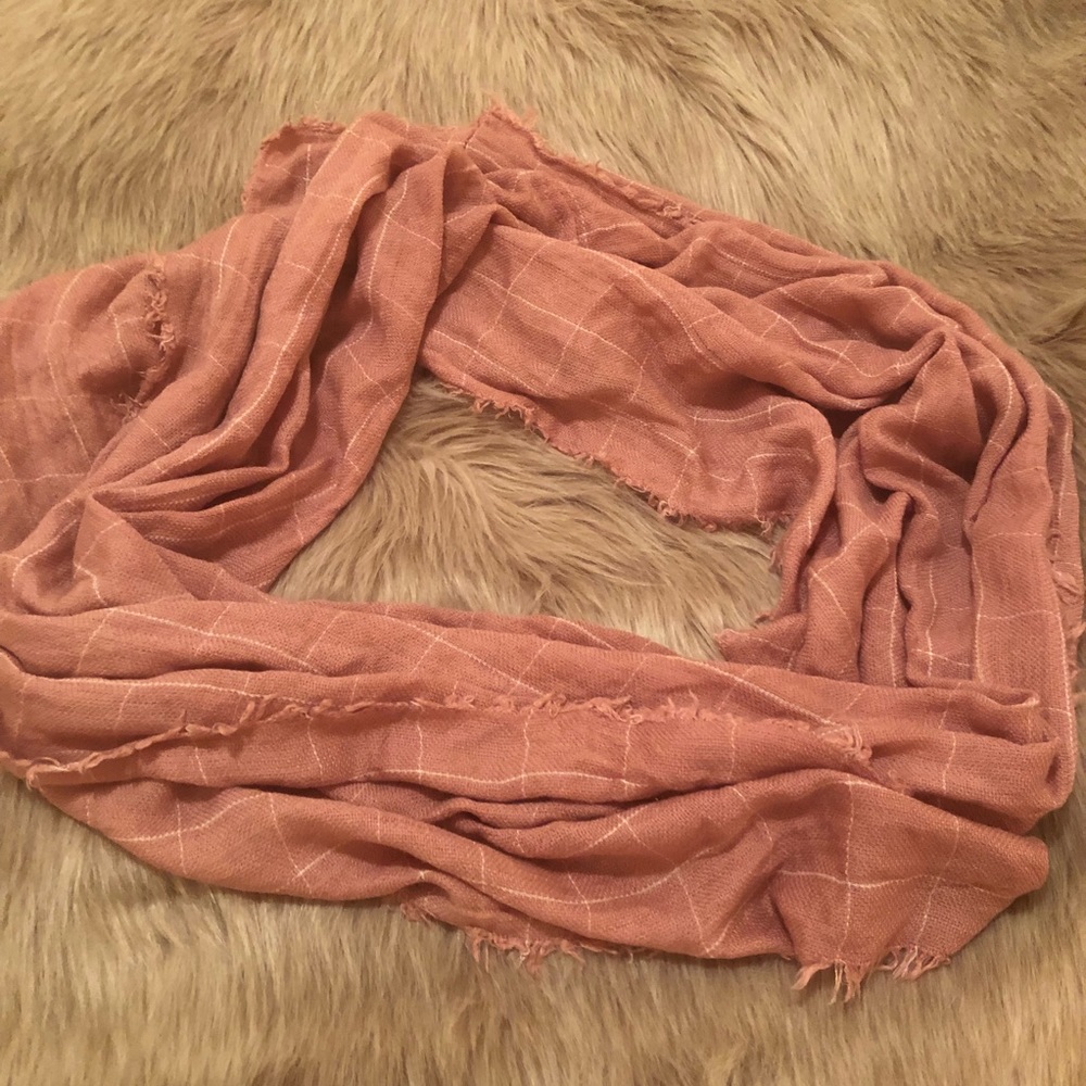 Pink and white infinity scarf